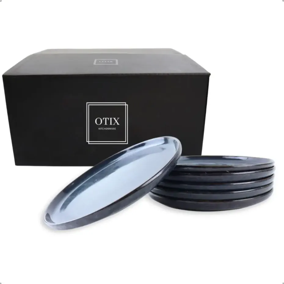 OTIX Dinerborden Bordenset 6 Persoons 26cm Blauw Aardewerk EBONY