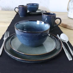 OTIX Dinerborden Bordenset 12 Persoons 26cm Blauw Aardewerk EBONY