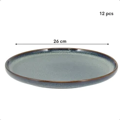 OTIX Dinerborden Bordenset 12 Persoons 26cm Blauw Aardewerk EBONY