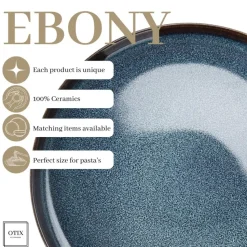 OTIX Dinerborden Bordenset 12 Persoons 26cm Blauw Aardewerk EBONY