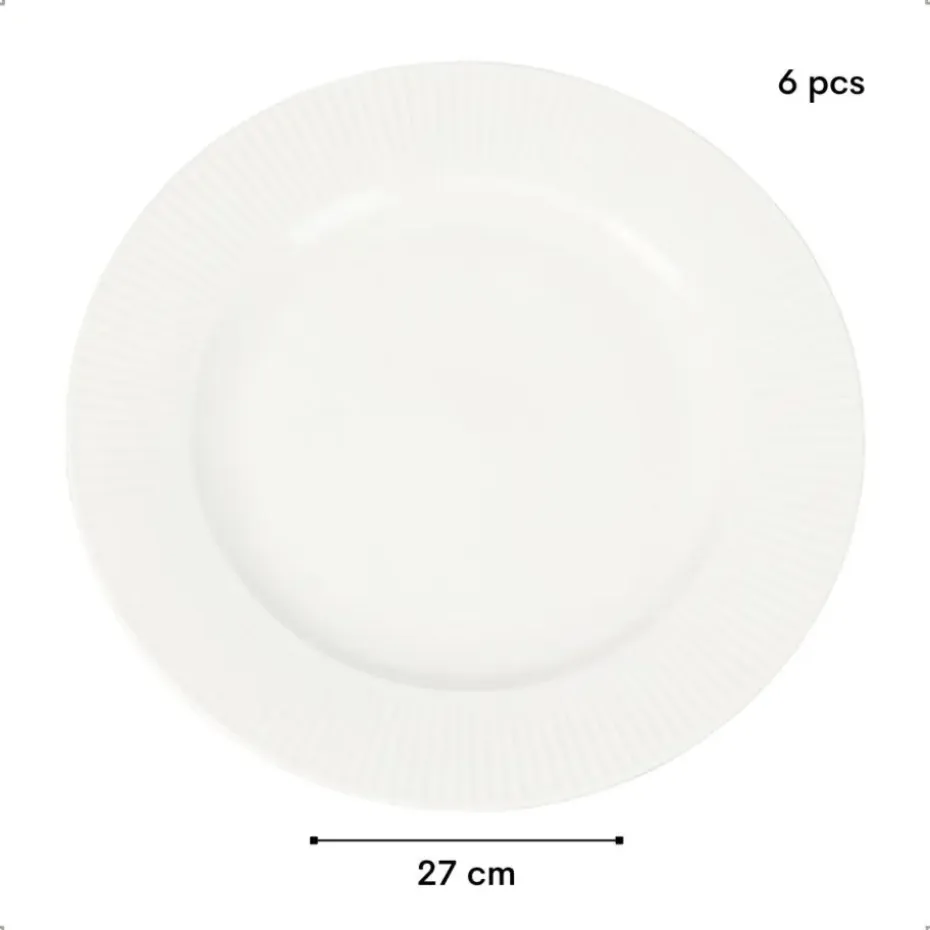 OTIX Dinerborden Bordenset 6 Persoons 27cm Wit Porselein LUNA