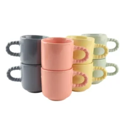 OTIX Espresso Kopjes Koffiekopjes Set van 8 Koffietassen 120 ml Aardewerk