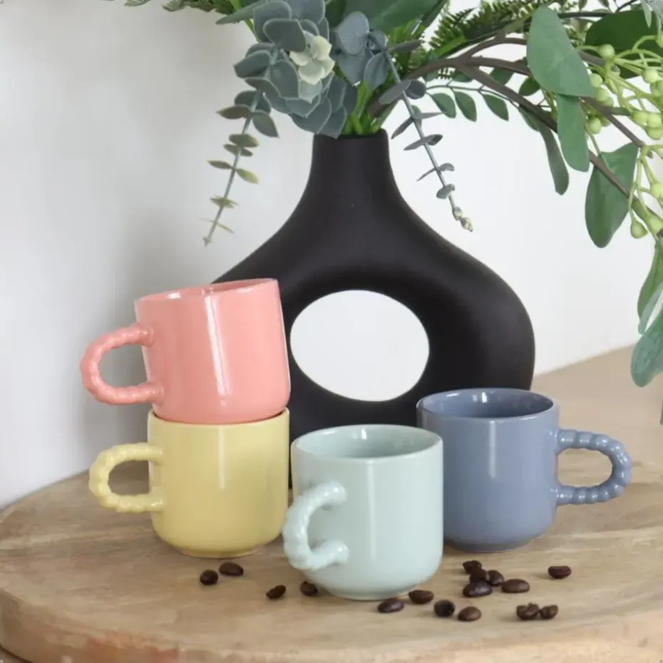 OTIX Espresso Kopjes Koffiekopjes Set van 8 Koffietassen 120 ml Aardewerk