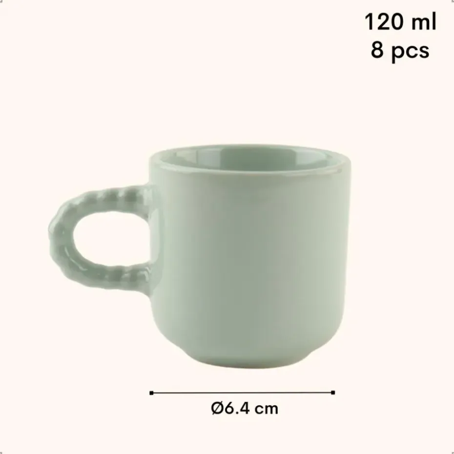 OTIX Espresso Kopjes Koffiekopjes Set van 8 Koffietassen 120 ml Aardewerk