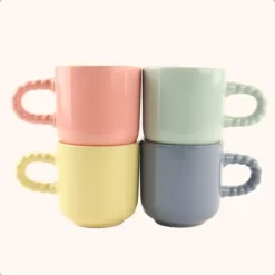 OTIX Espresso Kopjes Koffiekopjes Set van 4 Koffietassen 120 ml Aardewerk