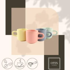 OTIX Espresso Kopjes Koffiekopjes Set van 4 Koffietassen 120 ml Aardewerk