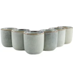 OTIX Espresso Kopjes Set van 6 Koffiekopjes 80ml Mokken Aardewerk BEECH