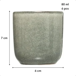 OTIX Espresso Kopjes Set van 6 Koffiekopjes 80ml Mokken Aardewerk BEECH