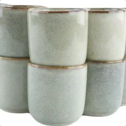 OTIX Espresso Kopjes Set van 6 Koffiekopjes 80ml Mokken Aardewerk BEECH