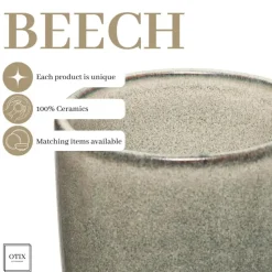 OTIX Espresso Kopjes Set van 6 Koffiekopjes 80ml Mokken Aardewerk BEECH