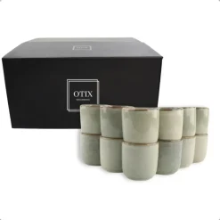 OTIX Espresso Kopjes Set van 12 Koffiekopjes 80ml Mokken Aardewerk