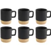 OTIX Espresso Kopjes Zwart Set van 6 120ml met Bamboe Onderzetter