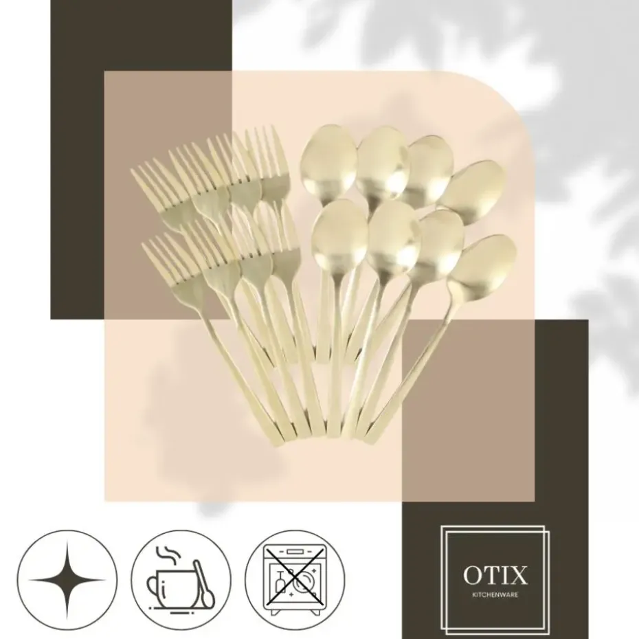 OTIX Gebaksvorkjes Theelepel Set van 16 Kleine Lepels Vorken Bestekset