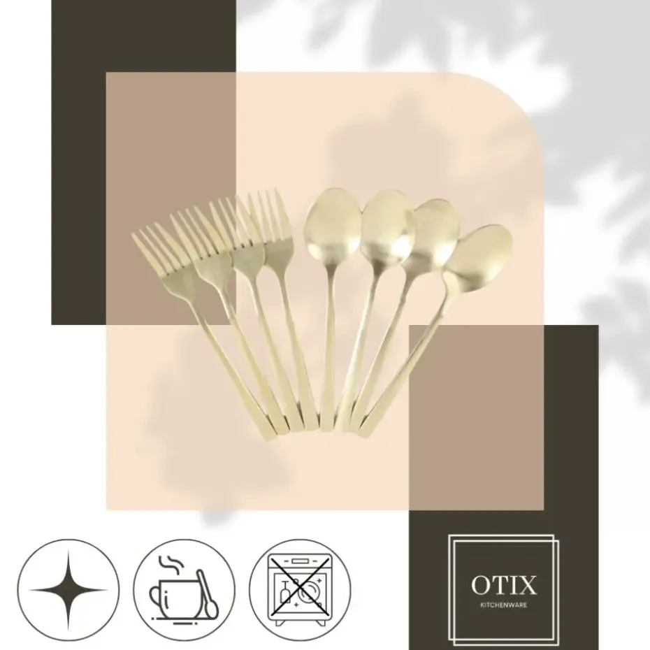 OTIX Gebaksvorkjes Theelepels Set van 8 Kleine Lepels Vorken Bestekset