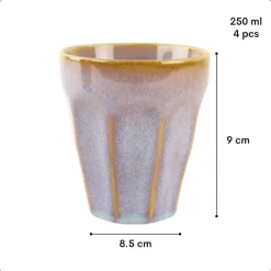 OTIX Koffie Kopjes 4 Stuks 250 ml Zonder Oor Koffietassen Porselein Hittebest...