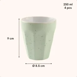 OTIX Koffie Kopjes 4 Stuks 250 ml Zonder Oor Koffietassen Porselein