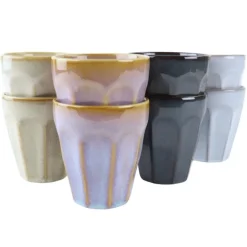 OTIX Koffie Kopjes 8 Stuks 250 ml Zonder Oor Koffietassen Porselein Hittebest...