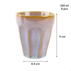 OTIX Koffie Kopjes 8 Stuks 250 ml Zonder Oor Koffietassen Porselein Hittebest...