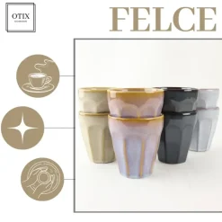 OTIX Koffie Kopjes 8 Stuks 250 ml Zonder Oor Koffietassen Porselein Hittebest...