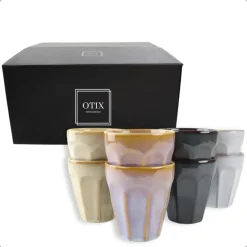 OTIX Koffie Kopjes 8 Stuks 250 ml Zonder Oor Koffietassen Porselein Hittebest...