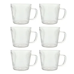 OTIX Koffiekopjes Glazen met Ribbel Reliëf Koffietassen Set van 6 150ml Glas