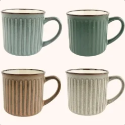 OTIX Koffiekopjes met Oor Koffietassen Set van 4 Aardewerk 200 ml MOSS