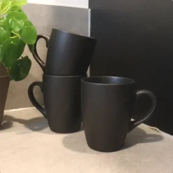 OTIX Koffiekopjes met Oor Koffietassen Set van 12 Mat Zwart 340ml