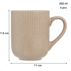 OTIX Koffiekopjes Met Oor Set van 6 Koffietassen Cappuccino Kop Theemok 300ML...