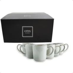 OTIX Koffiekopjes Met Oor Set van 6 Koffietassen Groot Theemok 420ML Aardewer...