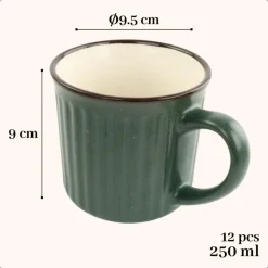 OTIX Koffiekopjes met Oor Koffietassen Set van 8 Aardewerk 250 ml MOSS