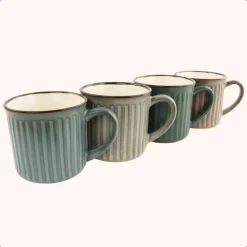 OTIX Koffiekopjes met Oor Koffietassen Set van 8 Aardewerk 250 ml MOSS