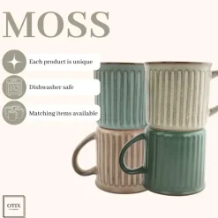 OTIX Koffiekopjes met Oor Koffietassen Set van 8 Aardewerk 250 ml MOSS