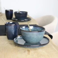 OTIX Koffiekopjes met Oor Set van 6 Koffietassen Theemok 350ml Aardewerk EBONY