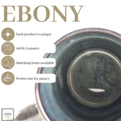 OTIX Koffiekopjes met Oor Set van 6 Koffietassen Theemok 350ml Aardewerk EBONY