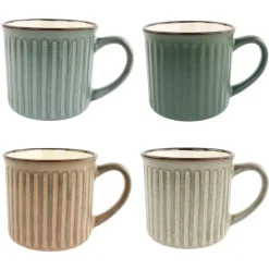 OTIX Koffiekopjes met Oor Koffietassen Set van 4 Aardewerk 250 ml MOSS