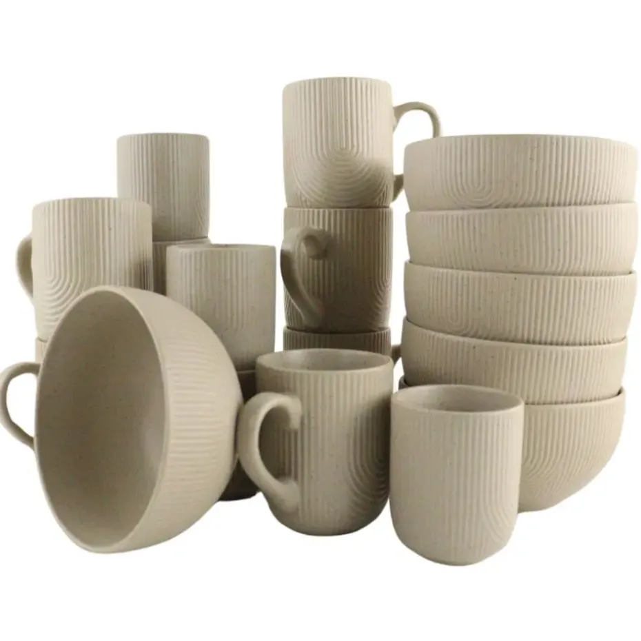 OTIX Koffiekopjes Set van 12 Kopjes 190ml 300ml met Set van 6 Soep