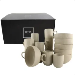 OTIX Koffiekopjes Set van 12 Kopjes 190ml 300ml met Set van 6 Soep