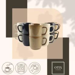 OTIX Koffiekopjes Set van 12 Stuks 270 ml Div. Kleuren Keramiekoduct
