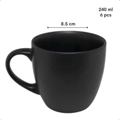 OTIX KoffieKopjes Set van 6 - Zwart