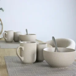 OTIX Koffiekopjes Zonder Oor Set van 6 Koffietassen Theemok 190ml Aardewerk TEAK