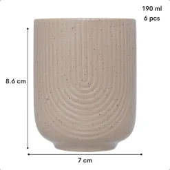 OTIX Koffiekopjes Zonder Oor Set van 6 Koffietassen Theemok 190ml Aardewerk TEAK