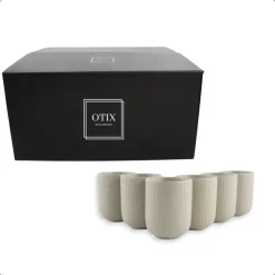 OTIX Koffiekopjes Zonder Oor Set van 6 Koffietassen Theemok 190ml Aardewerk TEAK