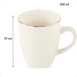 OTIX Mokken Set Wit met Goud 200ml Porselein 6 stuks DAISY