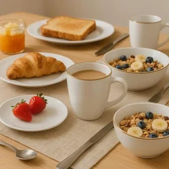 OTIX Mokken Set Wit met Goud 200ml Porselein 6 stuks DAISY