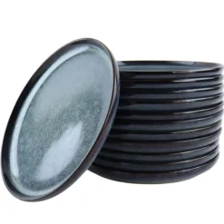 OTIX Ontbijtborden 12 Persoons 21cm Dessertbord Blauw Aardewerk EBONY