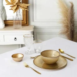 OTIX Ontbijtborden 12 Persoons Goud Glitter Dessertborden 21cm Glas