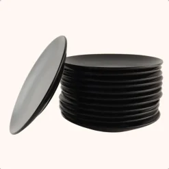 OTIX Ontbijtborden Bordenset van 12 Stuks 21cm Zwart Aardewerk IVY