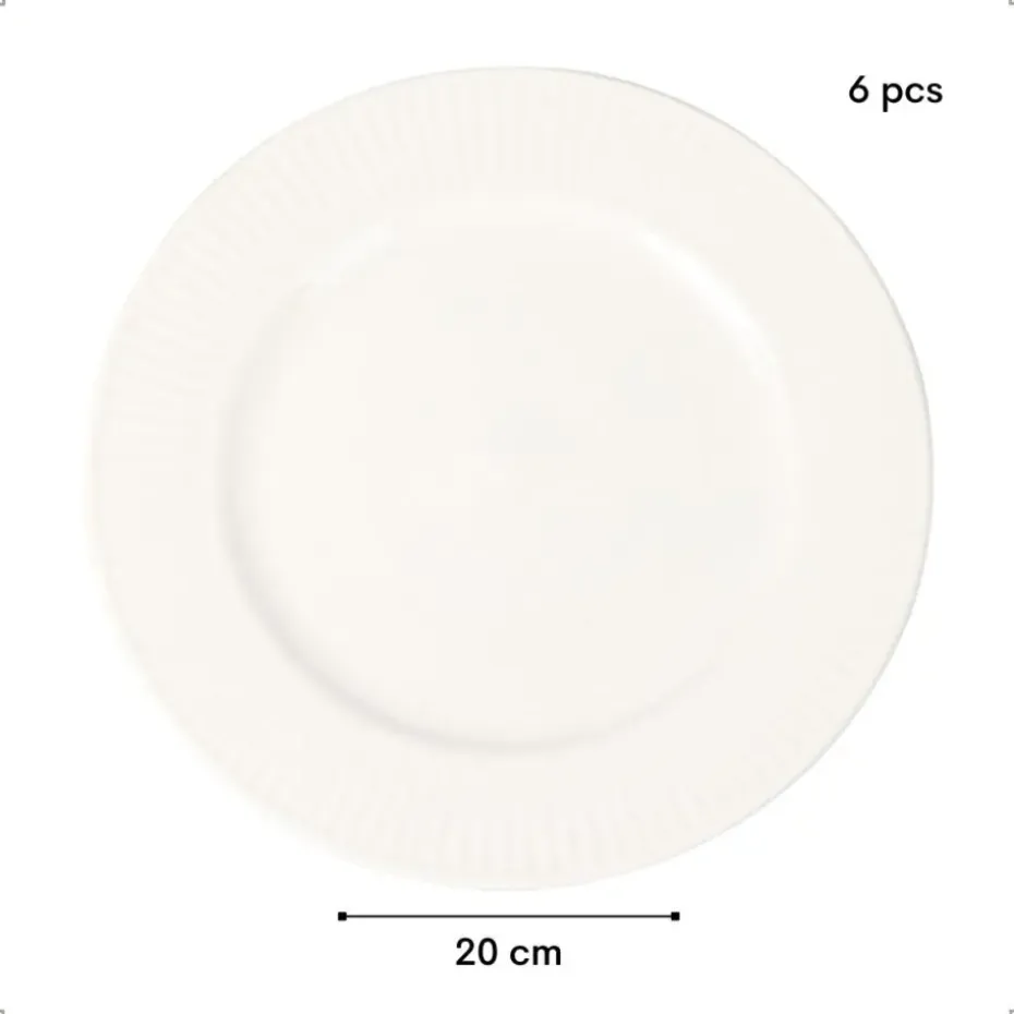 OTIX Ontbijtborden Bordenset 6 Persoons 20cm Dessertbord Ontbijtborden Wit Po...