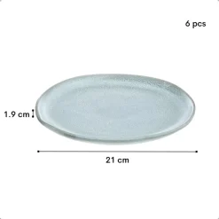 OTIX Ontbijtborden Bordenset 6 Persoons Dessertbord 21cm Aardewerk OAK