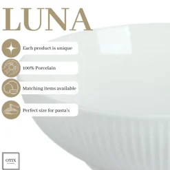 OTIX Pastaborden Bordenset 6 Persoons Diepe Borden Soepborden 20cm Wit Porsel...